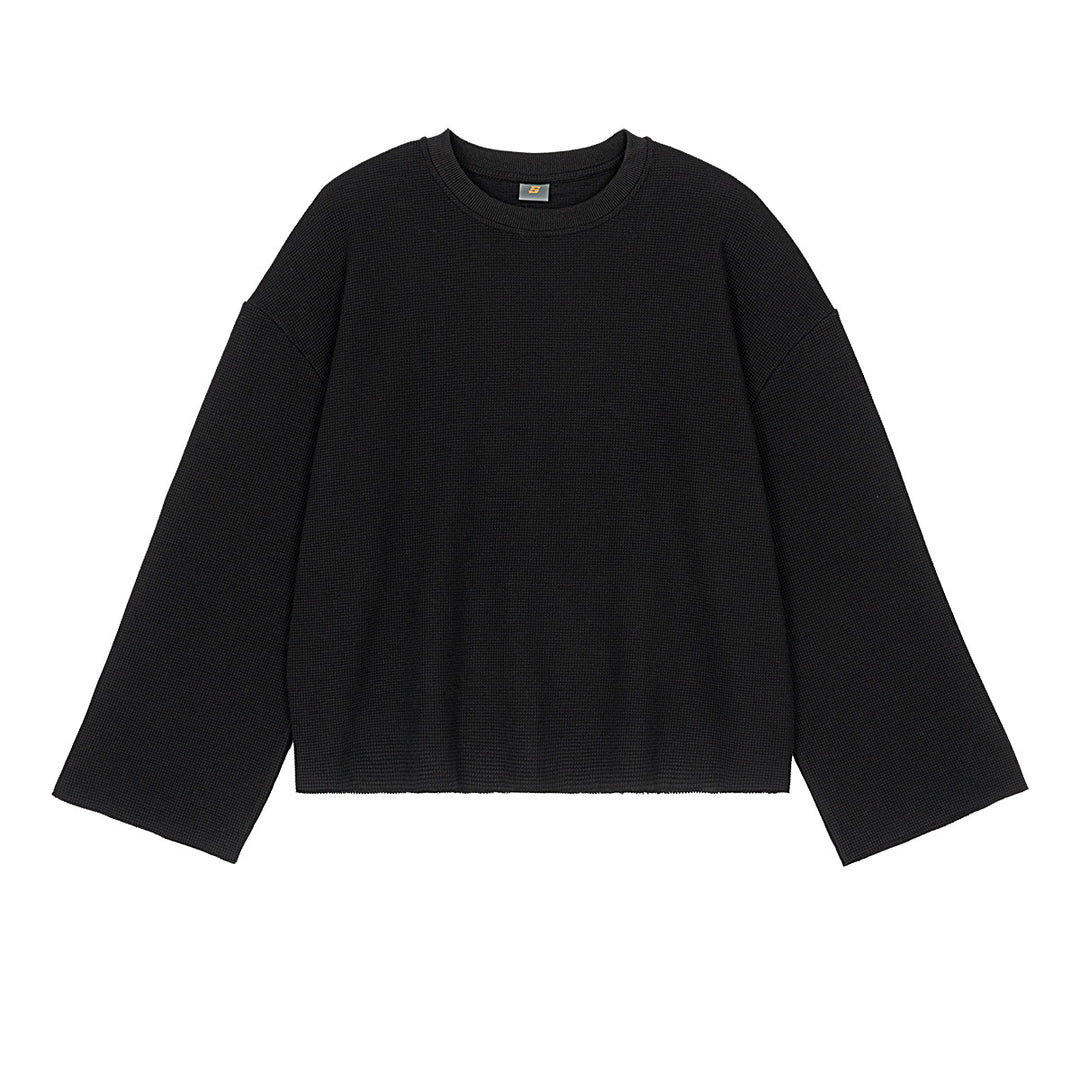 Herren Boxy Waffelstrick-Pullover mit Oversize-Schnitt und Rundhalsausschnitt Echo Archiv