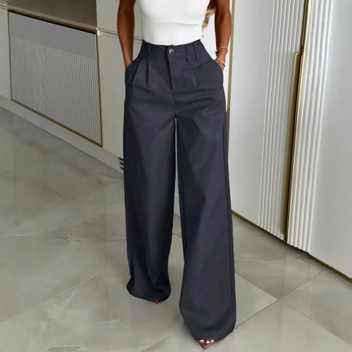 Damen Hochtaillierte Bundfalten-Hose mit weitem Palazzo-Bein – Avérine