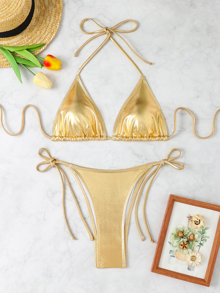 Damen Glänzendes Triangel-Bikini-Set Echo Archiv