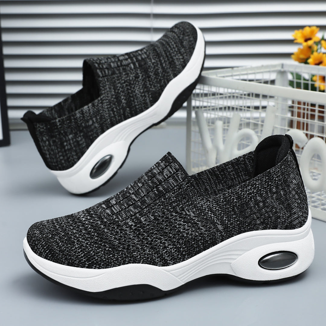 Damen nan nahtloser Strick-Slipper mit erhöhtem Plateau-Luftdämpfer und ergonomischer Fersenstütze Echo Archiv