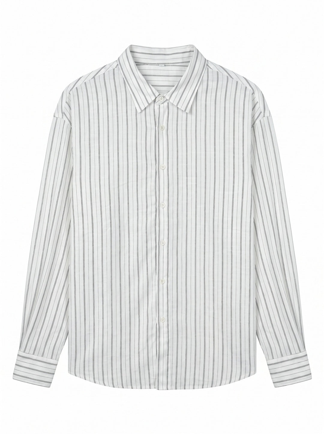 Unisex Langes Relaxed-Fit Streifenhemd mit Kentkragen und abgerundetem Saum Echoarchiv