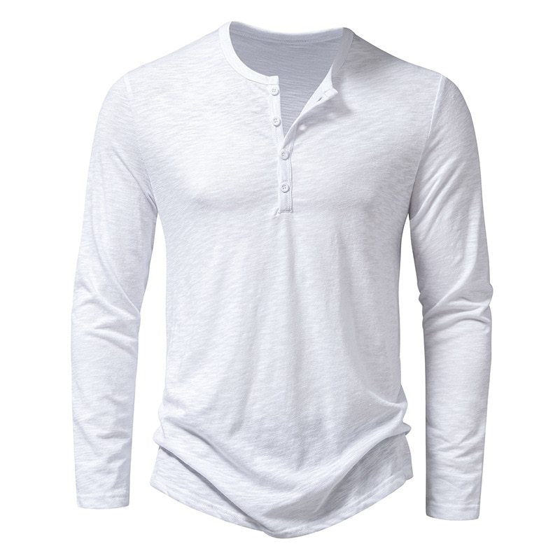 Herren Langarm Henley-Shirt mit Knopfleiste und leichtem Stoff Echoarchiv