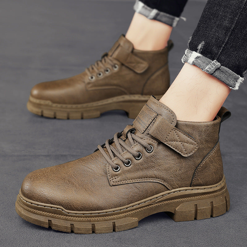 Herren Robuste Plateauschnür-Boots mit Klettlasche und profilierter Gummisohle Echoarchiv