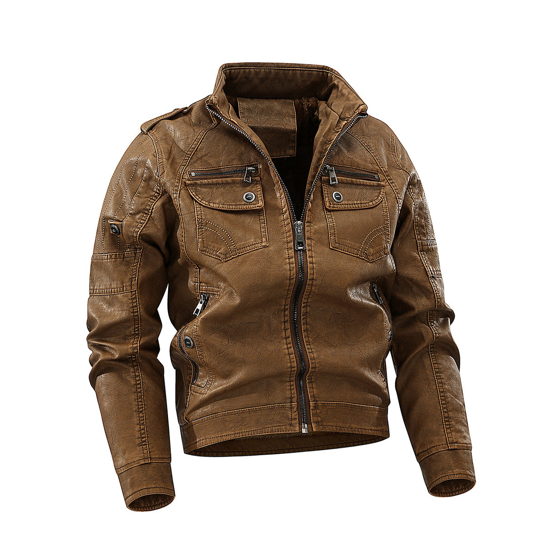 Herren elegante Lederjacke mit praktischen Taschen und Reißverschlussdetails Echoarchiv