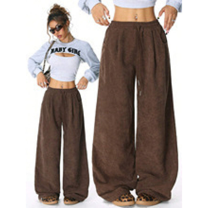 Damen Weite Cordhose mit hohem elastischem Bund und Kordel Echo Archiv