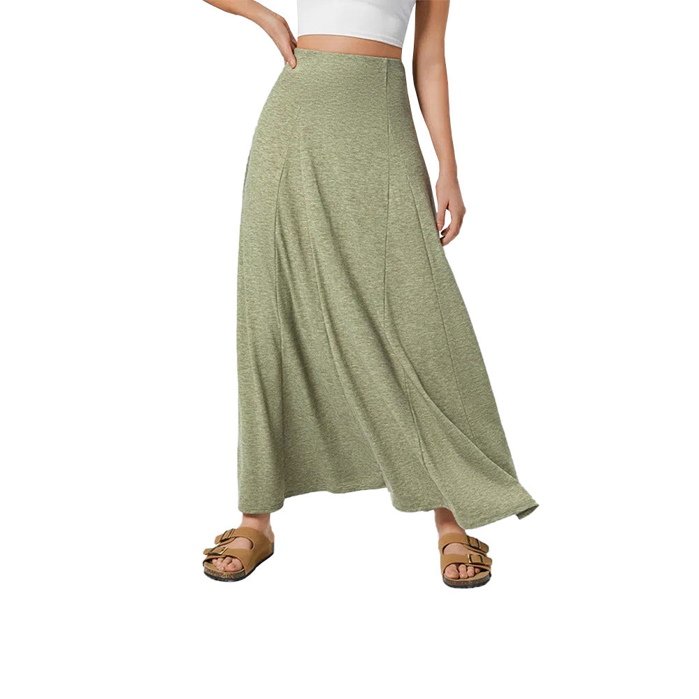 Damen fließender Maxirock mit hohem Bund und Stretch-Jersey – Valéora