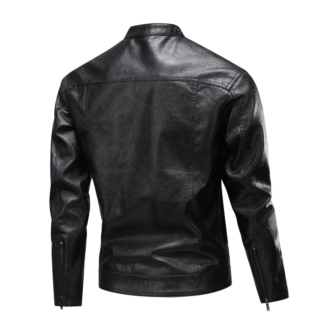 Herren Lederjacke im modernen Minimalismus-Stil mit praktischen Reißverschluss-Taschen Echoarchiv
