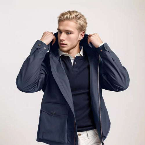 Herren Übergangsjacke mit praktischen Taschen und verstellbarem Kapuzenkragen Echoarchiv