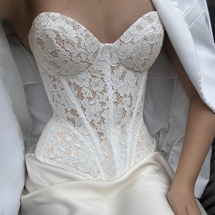 Damen Spitzen-Bustier-Corsage mit Herz-Ausschnitt Echo Archiv