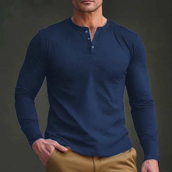 Herren langärmliges Henley T-Shirt Echoarchiv