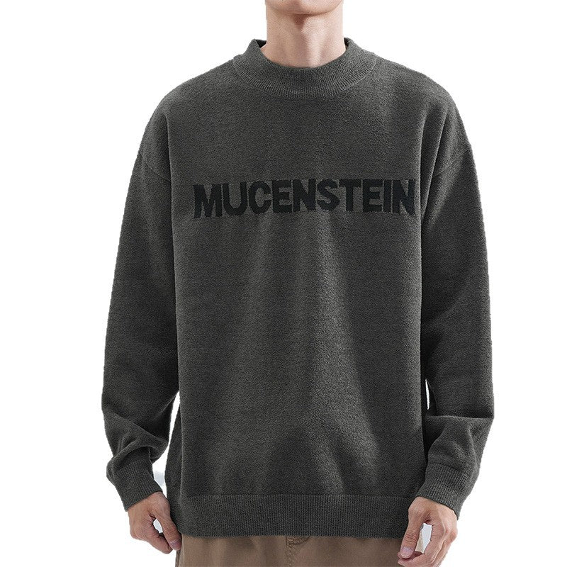 Herren Bequemer Oversized Pullover mit grafischem Schriftzug Echoarchiv