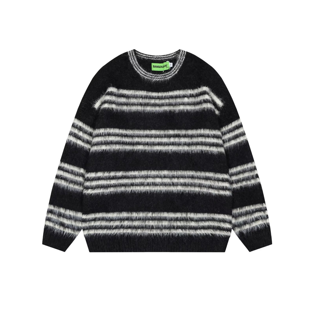 Damen Gemütlicher, gestreifter Grobstrickpullover Echoarchiv