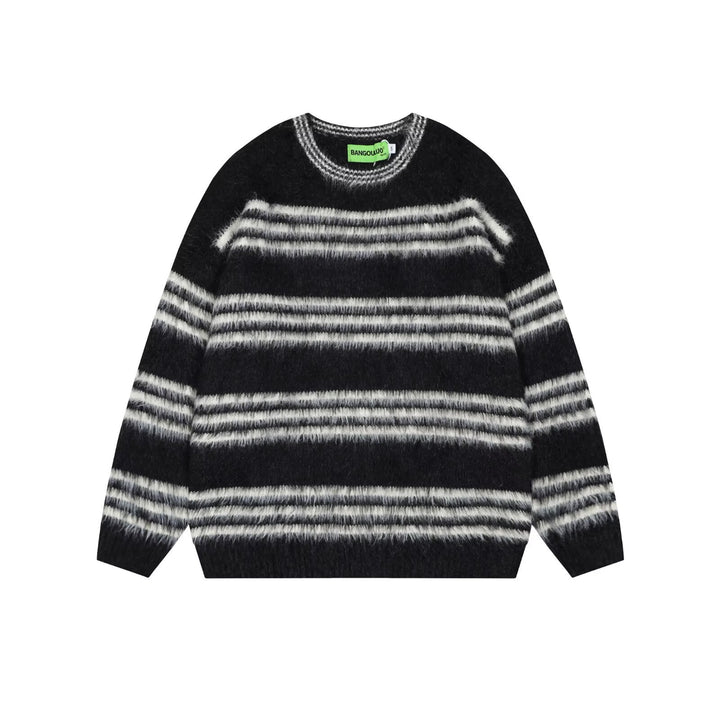 Damen Gemütlicher, gestreifter Grobstrickpullover Echoarchiv