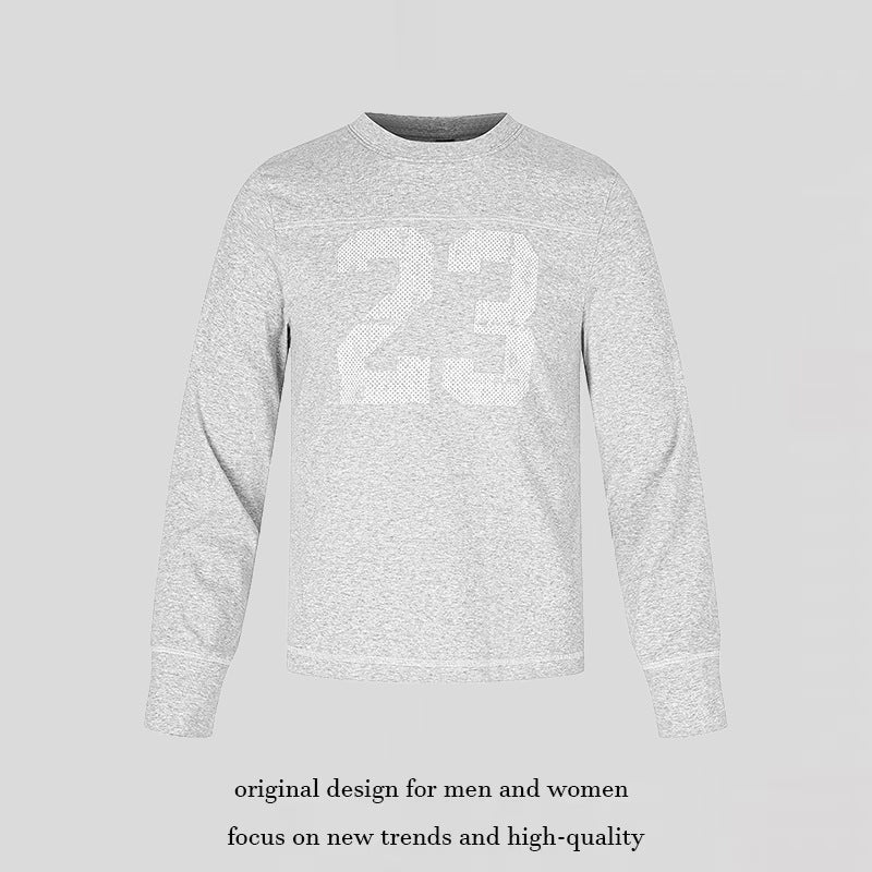Herren Langarm-Sweatshirt mit Rundhalsausschnitt und sportischem Nummern-Print Echoarchiv