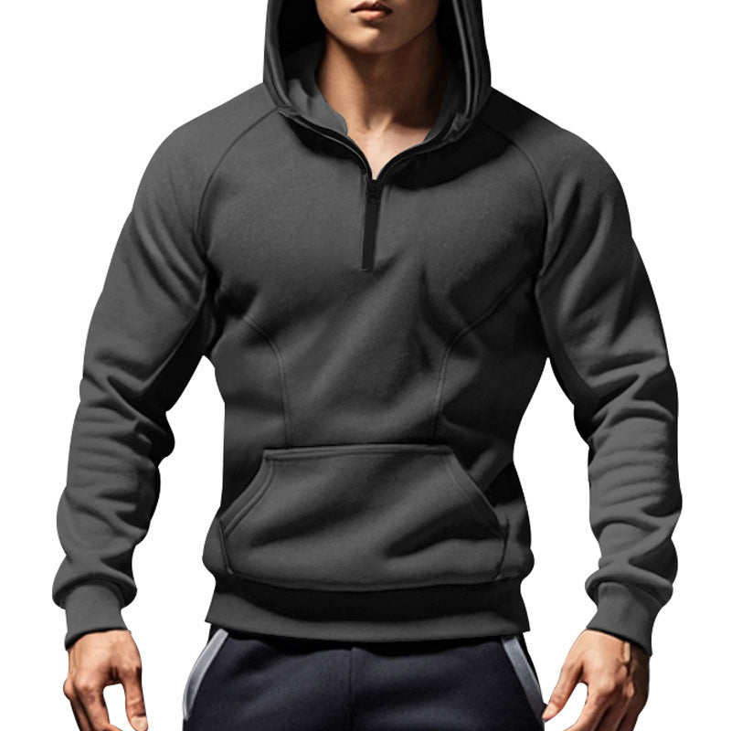 Herren sportlicher Kapuzenpullover mit halbem Reißverschluss und Kängurutasche Echoarchiv