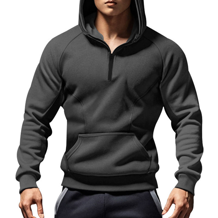 Herren sportlicher Kapuzenpullover mit halbem Reißverschluss und Kängurutasche Echoarchiv