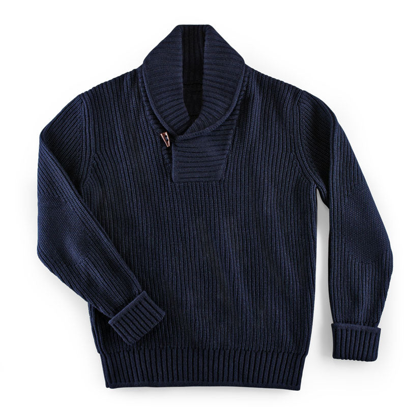 Herren Grob gestrickte Zip-Jacke mit seitlichen Eingrifftaschen und Stehkragen Echoarchiv