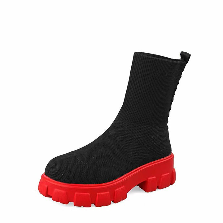 Damen  Strick-Stiefelette mit sockenähnlichem Schaft und markanter Profilsohle Echo Archiv