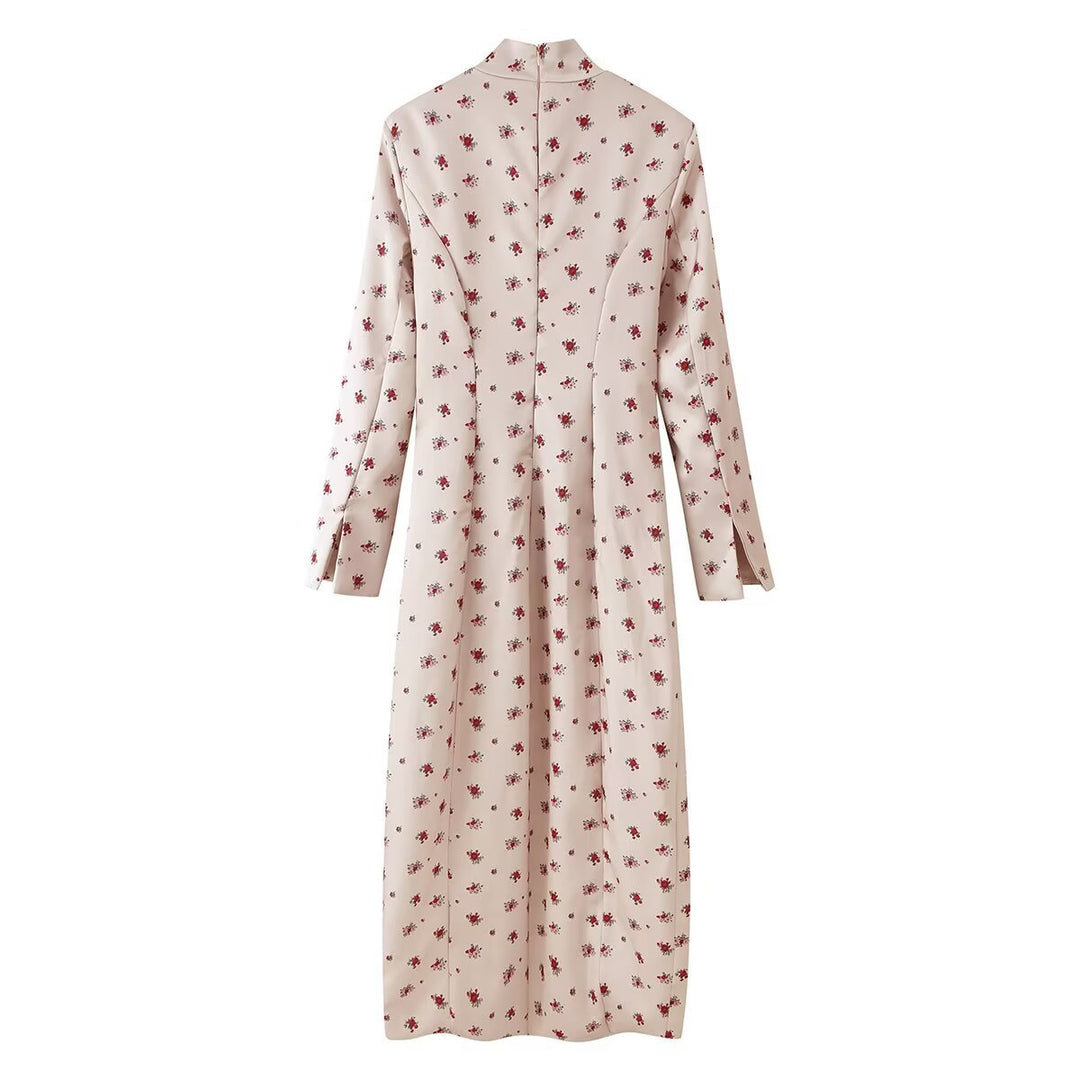 Damen Midikleid mit Stehkragen, floraler Allover‑Print und verdeckter Knopfleiste Echo Archiv
