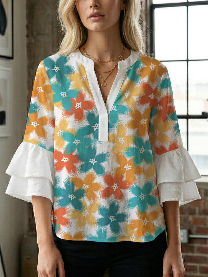 Damen Bluse mit voluminösen Ärmeln und floralem Design Echo Archiv
