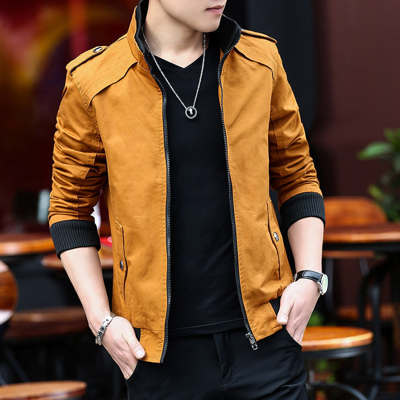 Herren leichter Canvas‑Bomber mit Teddyfleece‑Innenfutter, Epauletten und Rippbündchen Echoarchiv