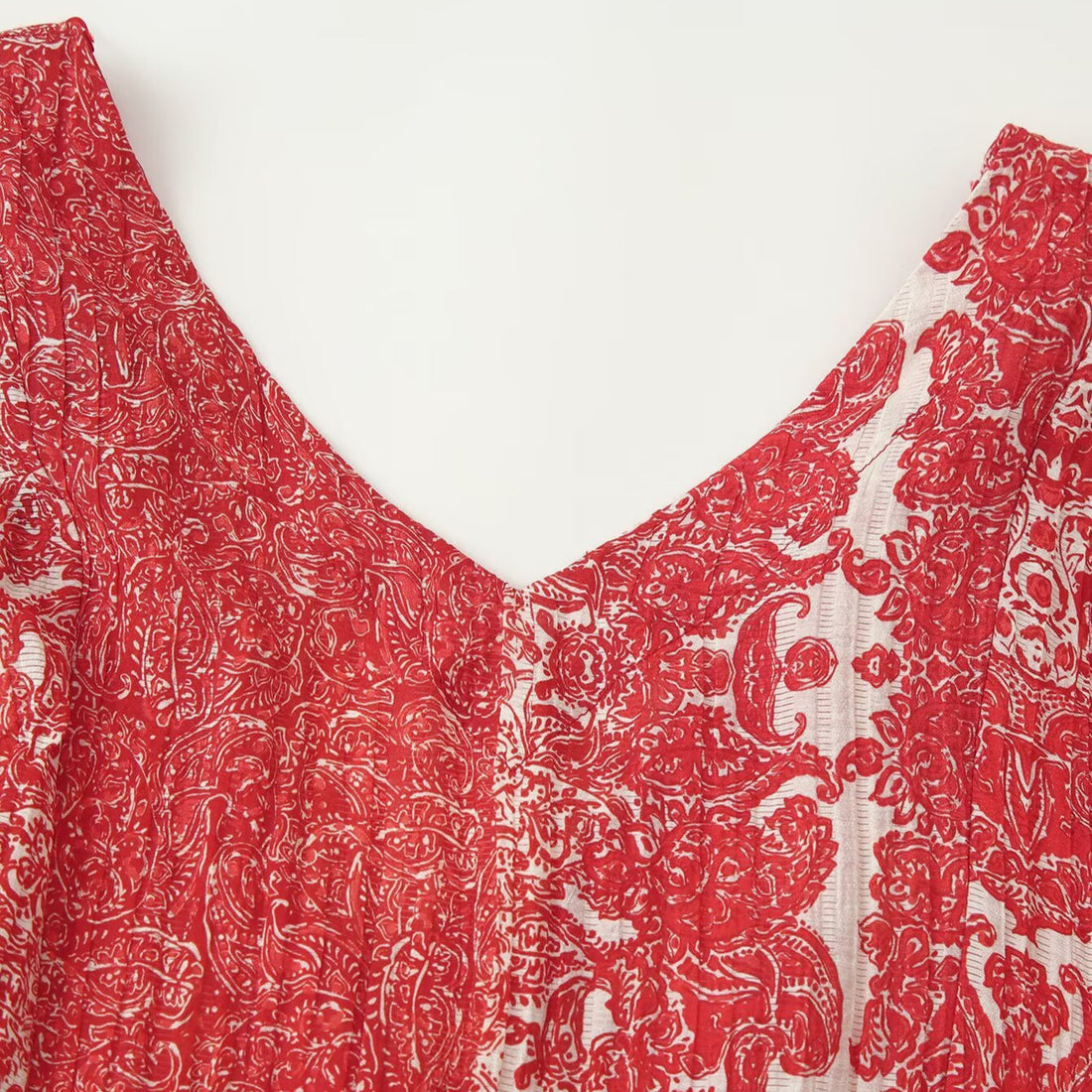 Damen Langes Boho-Maxikleid mit V-Ausschnitt und geraffter Empire-Taille Echoarchiv