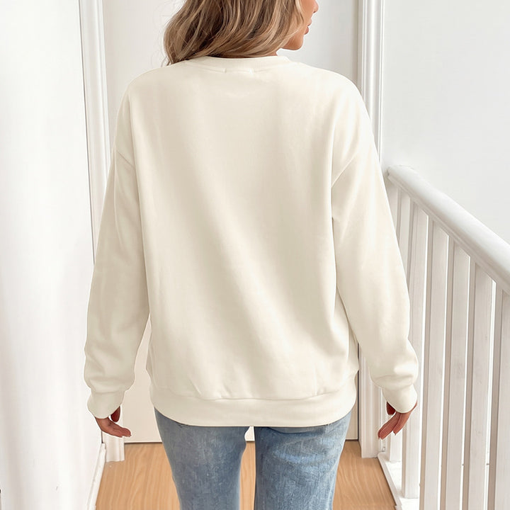 Damen Oversize-Sweatshirt mit gesticktem Schleifen-Motiv und Rundhalsausschnitt Echoarchiv