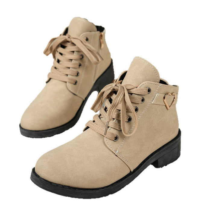 Damen Schnür-Booties mit kleinem Blockabsatz und Herz‑Metallapplikation Echoarchiv