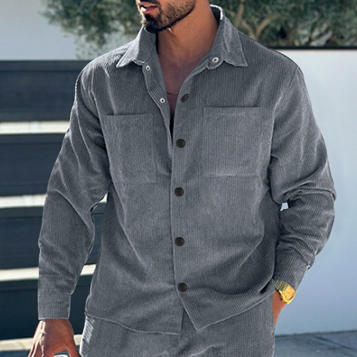 Herren Fleecejacke mit strukturiertem Design und praktischen Taschen Echoarchiv