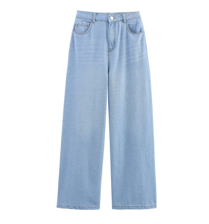 Damen 100+ hochtaillierte weite Denim‑Palazzohose mit Five‑Pocket und geradem Saum Echo Archiv