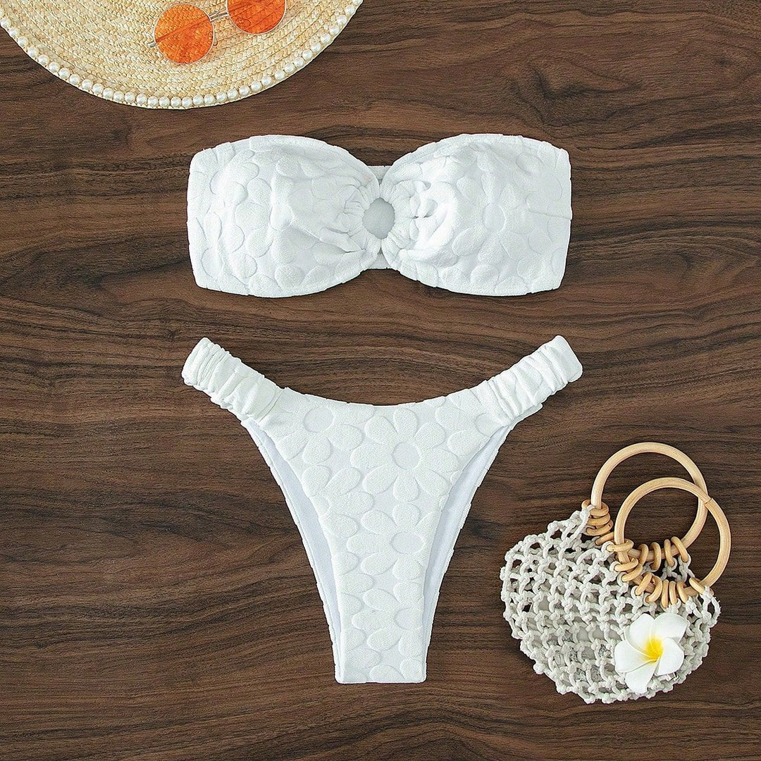 Damen Bandeau-Bikini mit blumiger Textur Echo Archiv