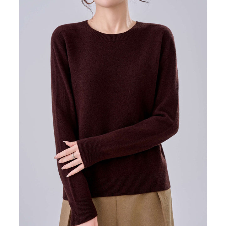 Damen Feiner Rundhals-Pullover aus Kaschmir-Mix mit gerippten Bündchen Echoarchiv