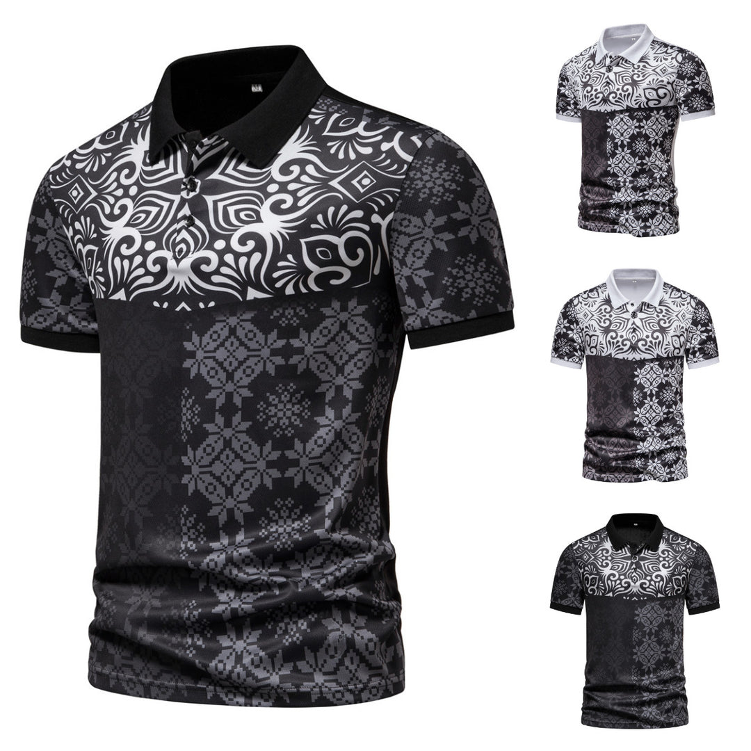 Herren Polohemd mit modernem Grafikdesign und atmungsaktiver Funktion Echoarchiv