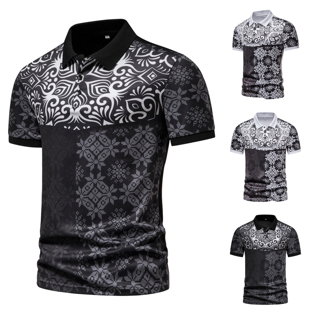 Herren Polohemd mit modernem Grafikdesign und atmungsaktiver Funktion – Cavello