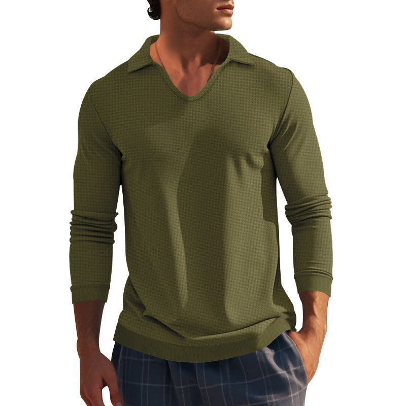 Herren Langarm-Shirt mit modernem V-Ausschnitt und strukturiertem Design Echoarchiv