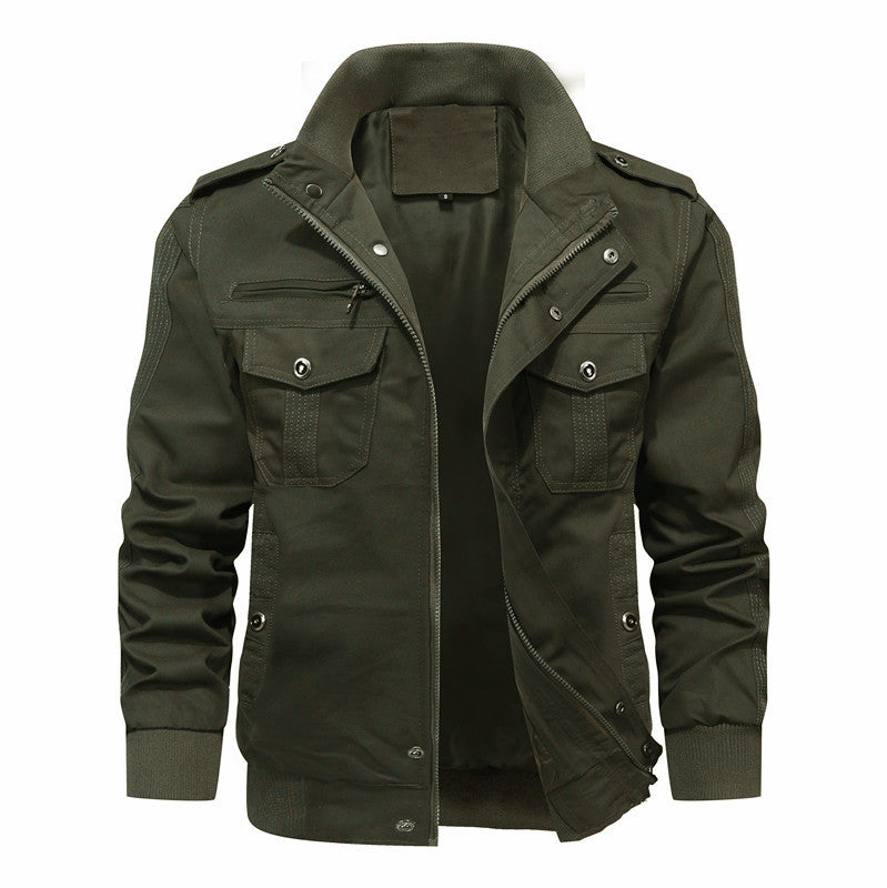 Herren robuste Canvas-Fieldjacke mit Stehkragen, Mehrfachtaschen und Rippbündchen Echoarchiv