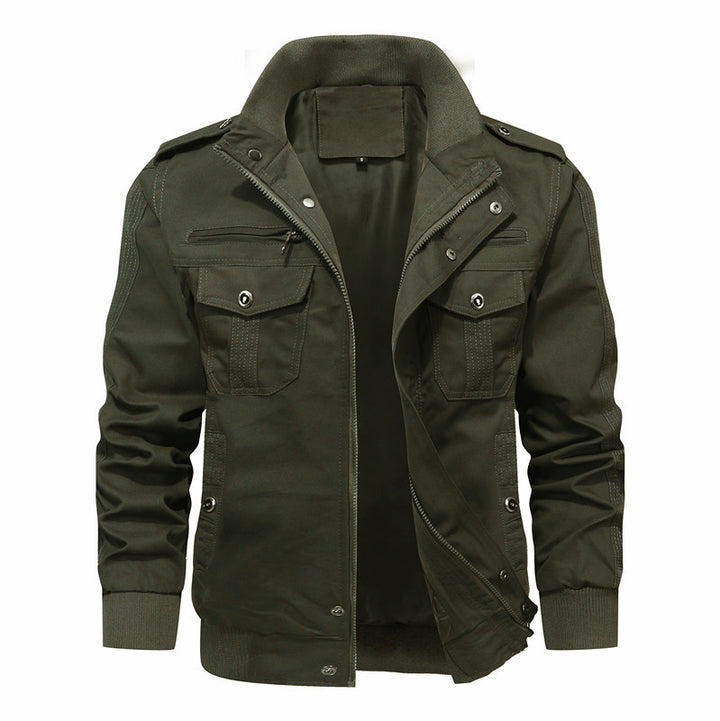 Herren robuste Canvas-Fieldjacke mit Stehkragen, Mehrfachtaschen und Rippbündchen Echoarchiv