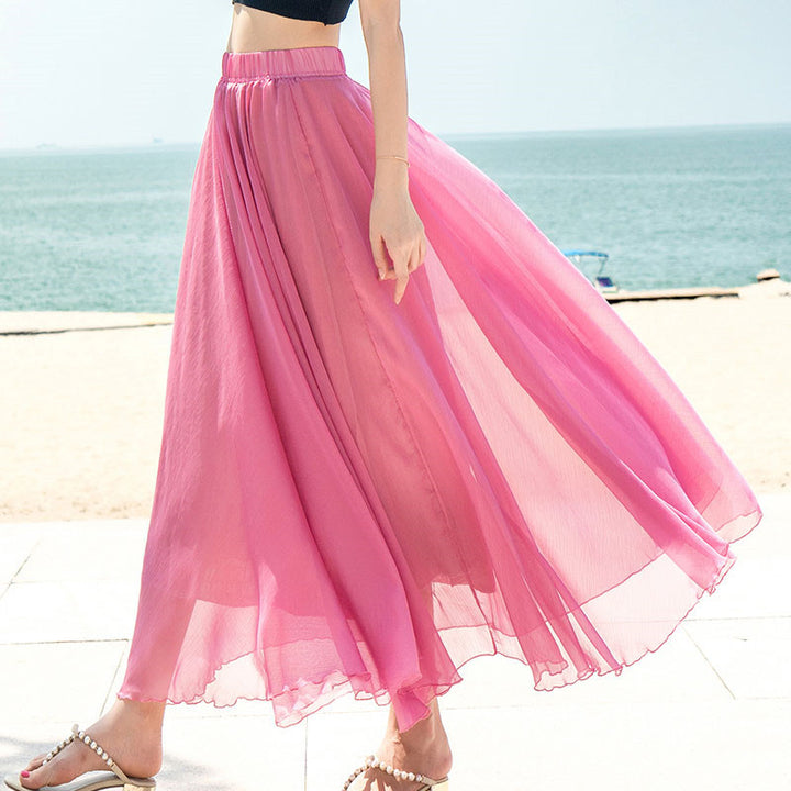 Damen nan fließender Maxirock aus Chiffon mit elastischem Bund und mehrlagigem Volant Echo Archiv