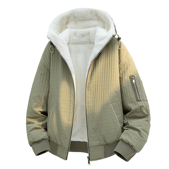 Damen Gefütterte Teddy-Fleece Bomberjacke mit Kapuze und feiner Steppstruktur Echo Archiv