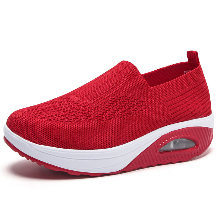 Damen nan gestrickter Slipper mit versteckter Keilsohle und sichtbarer Luftkammer Echo Archiv