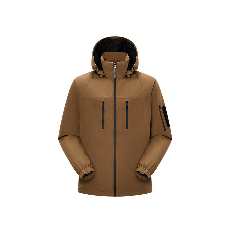 Herren Multifunktions-Shelljacke mit hoher Stehkragen-Kapuze, vertikalen Brusttaschen und Armtasche Echo Archiv