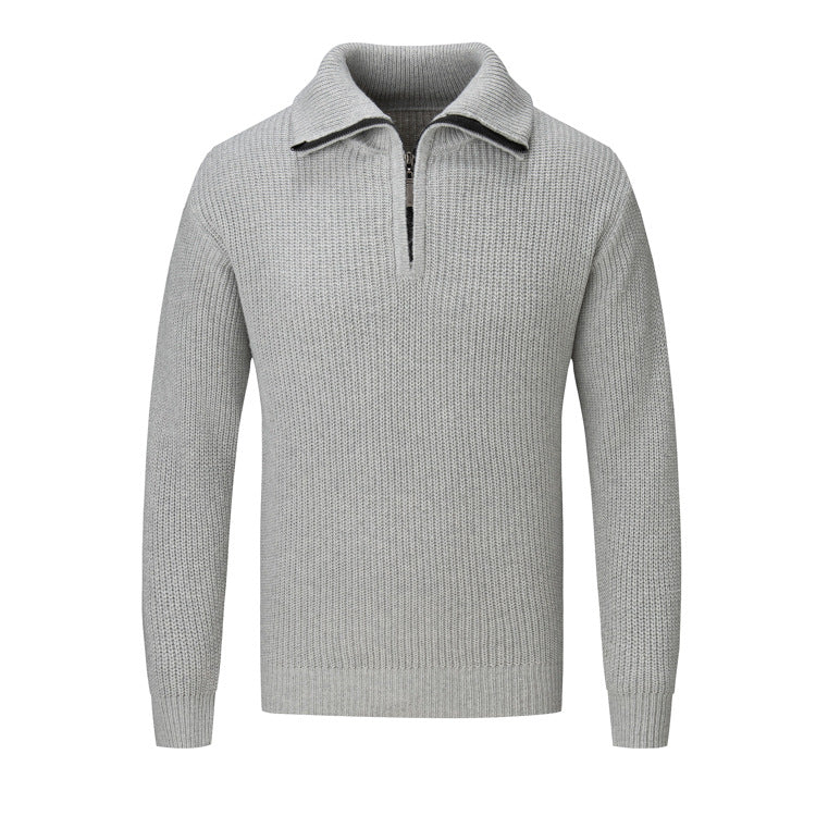 Herren Freizeitpullover mit halbem Reißverschluss und strukturiertem Strickmuster Echoarchiv
