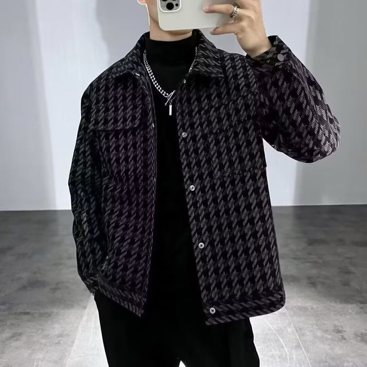 Herren Modische Houndstooth-Jacke Echoarchiv