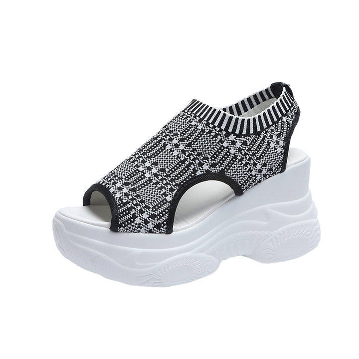 Damen nan Plateau-Sandalen mit elastischem Strickschaft und sportlicher Profilsohle Echo Archiv