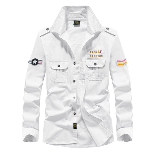 Herren Modische Hemdjacke mit aufgesetzten Taschen Echo Archiv