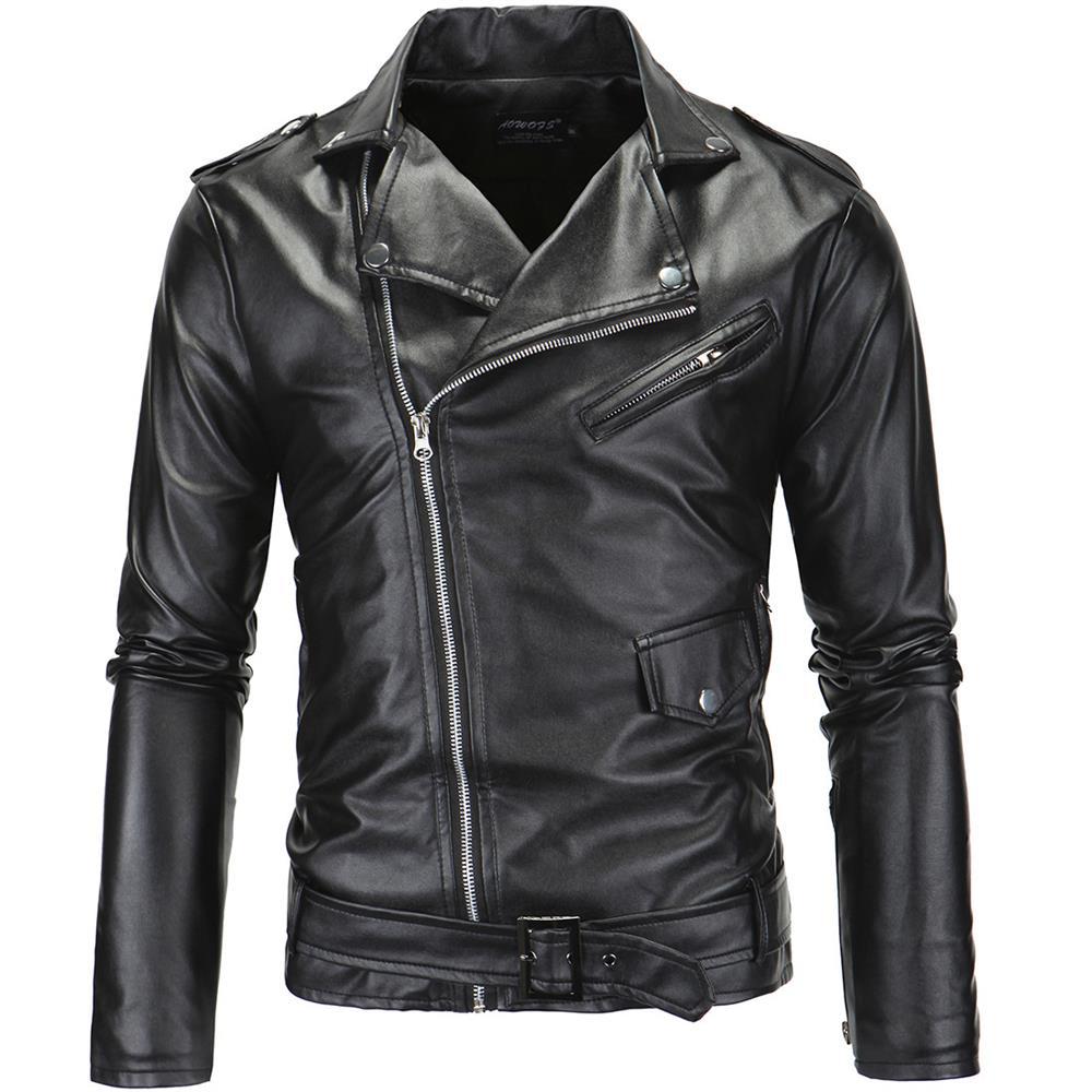 Herren stylische Bikerjacke aus hochwertigem Kunstleder Echoarchiv