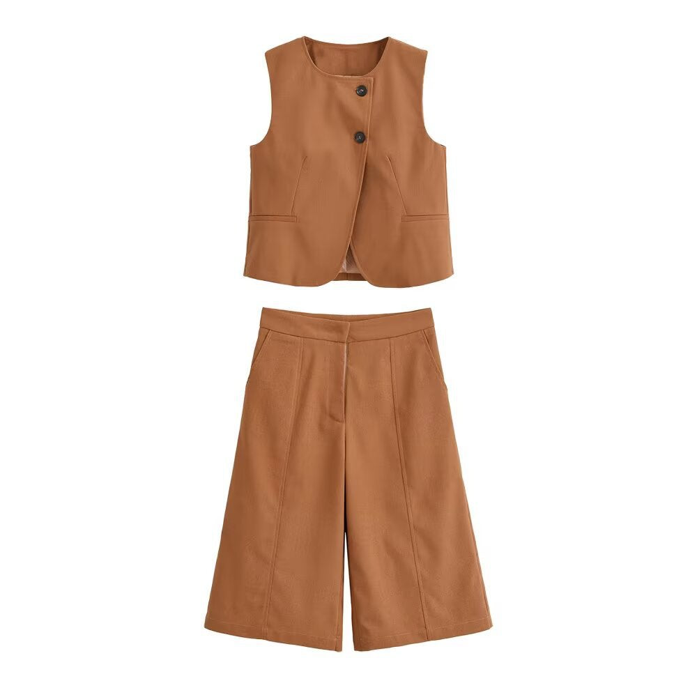 Damen elegante Weste mit Knopfdetails und seitlichen Eingrifftaschen Echo Archiv