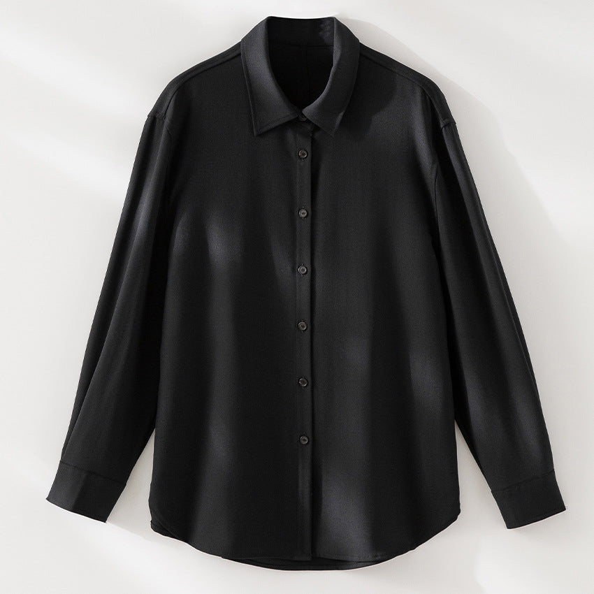 Damen Oversized Seidiges Hemd mit durchgehender Knopfleiste und Hemdkragen Echoarchiv