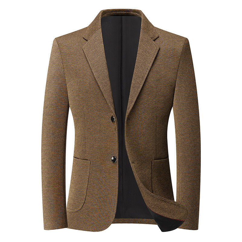 Herren Slim-Fit Blazer im feinen Struktur-Tweed mit aufgesetzten Pattentaschen – Tianoro
