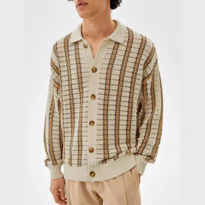 Herren Strickjacke mit eleganter Lochmuster-Optik und praktischen Knöpfen Echoarchiv